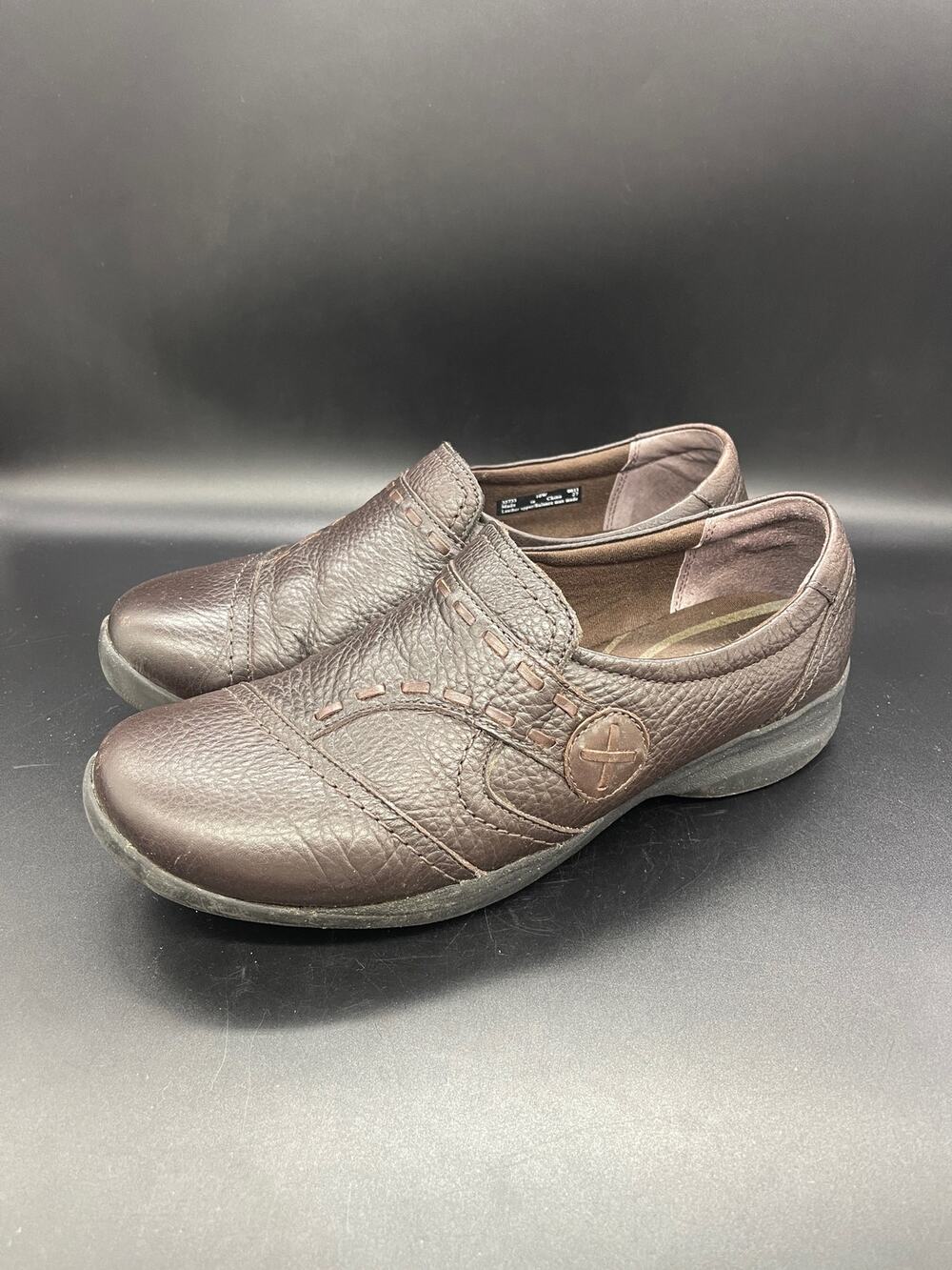 Clarks Bendables Women's Size 10 Brown Leather Slip On Loafers Shoes 35733